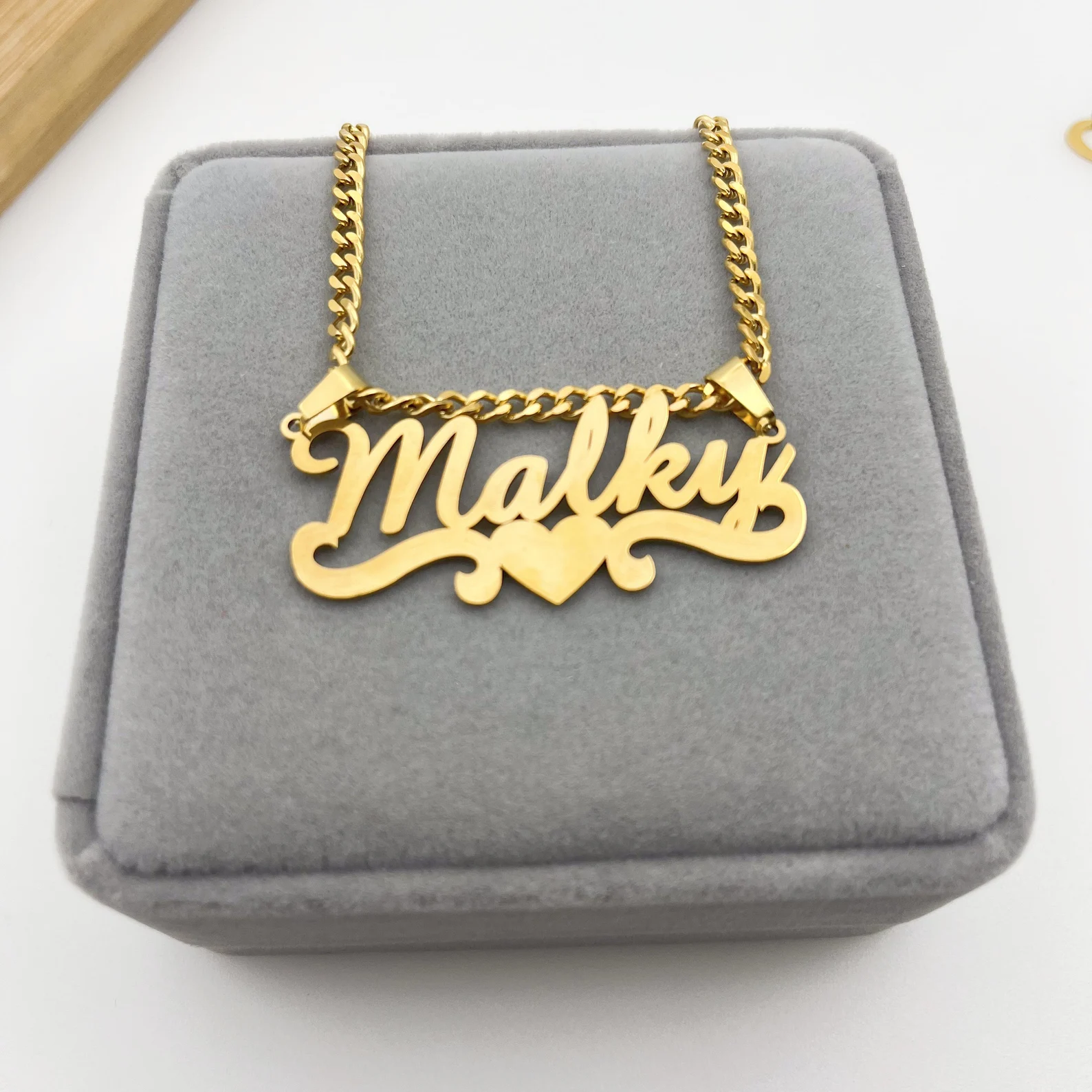 Custom Name Necklace, Cuban Chain, Personalized Nameplate